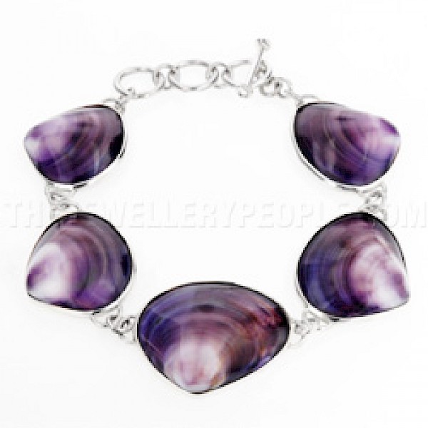Purple Scallop & Silver Bracelet - SL065