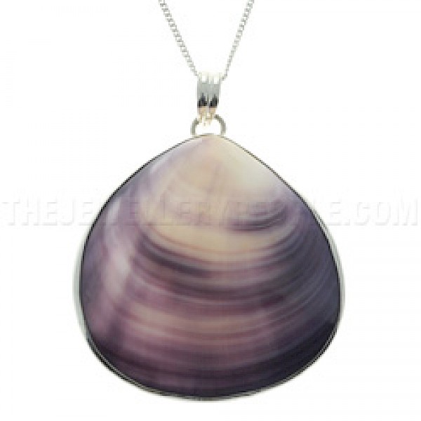 Purple Scallop & Silver Pendant - SL066