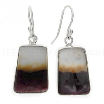 Purple Spiny Oyster & Silver Earrings