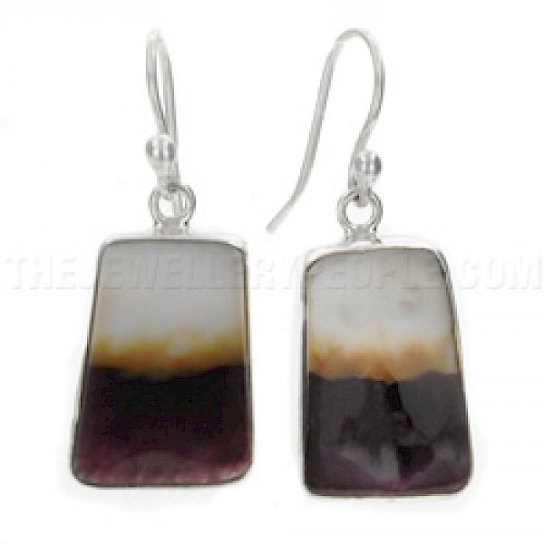 Purple Spiny Oyster & Silver Earrings