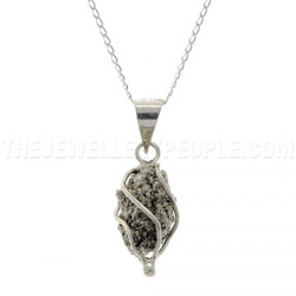 Pyrite Silver Cage Pendant - CD192