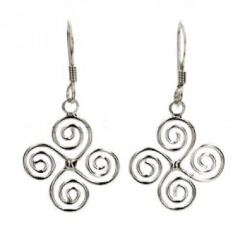 Quad Spiral Silver Earrings