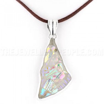 Rainbow Dichroic Glow-Glass & Silver Off-Shapes Pendant