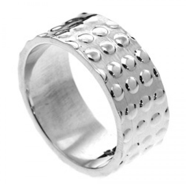 Raised Dots Silver Ring - Large