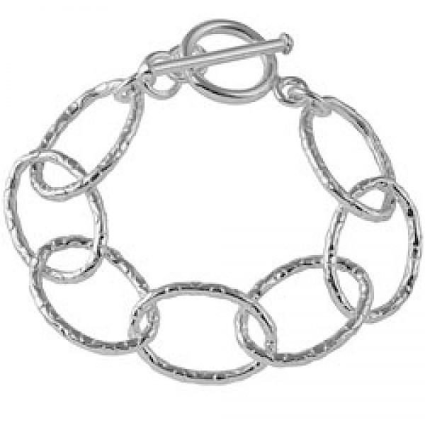 Raised Dots on Ovals Silver Bracelet