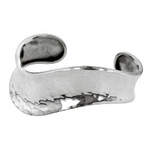 Raised Side Hammered/Curved Silver Cuff Bangle - 26mm Wide -BA010