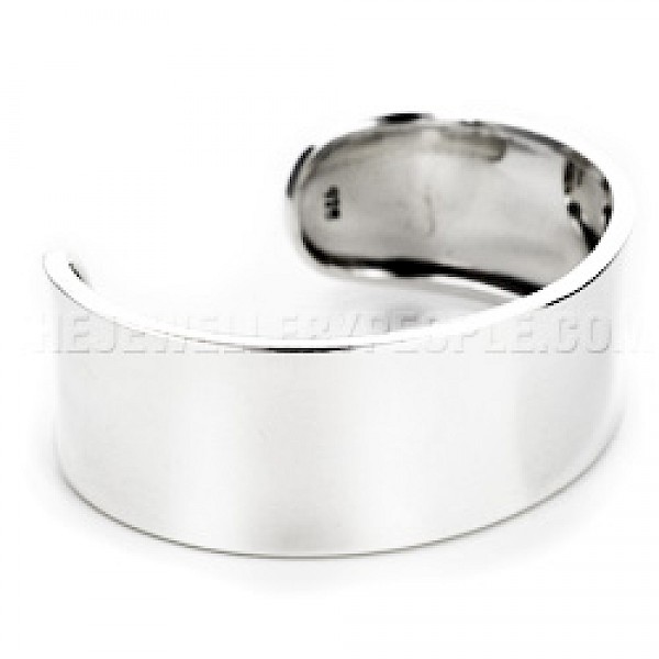 Raised Sides Silver Cuff Bangle - 24mm Wide