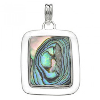 Rectangle Silver Abalone Shell Pendant - SL166