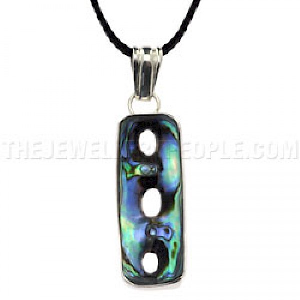 Rectangular Abalone & Silver Pendant - SL177