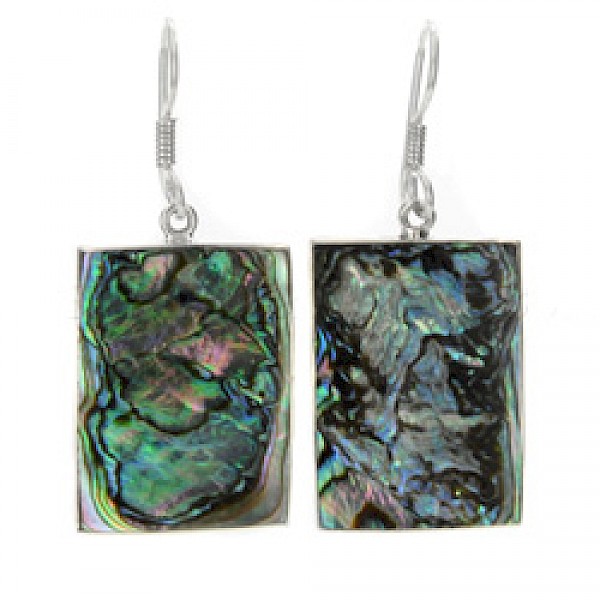 Rectangular Abalone Shell & Silver Earrings