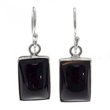 Rectangular Onyx & Silver Earrings