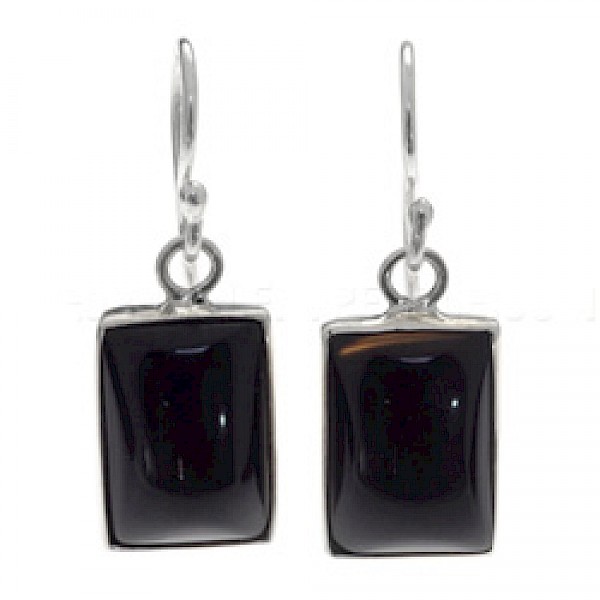 Rectangular Onyx & Silver Earrings
