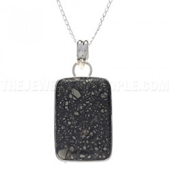 Rectangular Pyrite & Silver Pendant - CD134