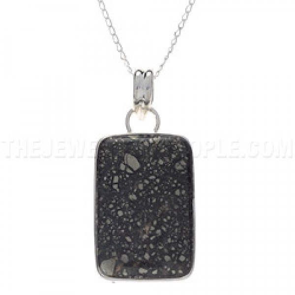 Rectangular Pyrite & Silver Pendant - CD134