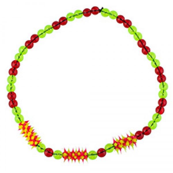 Red & Yellow Rubber Spike Bead Necklace