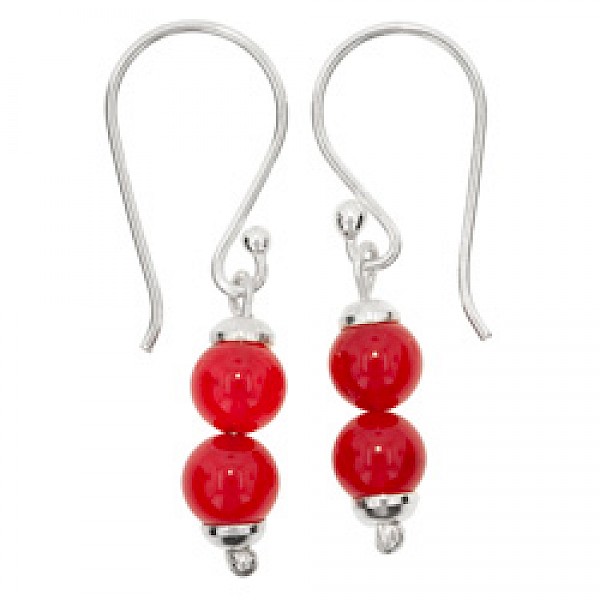 Red Glass Earrings - 35mm Long