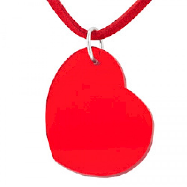 Red Resin Heart & Suede Necklace