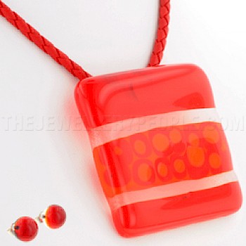 Red Stripe Glass Jewellery Gift Set