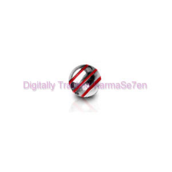 Red Stripes Surgical Steel Threaded Ball