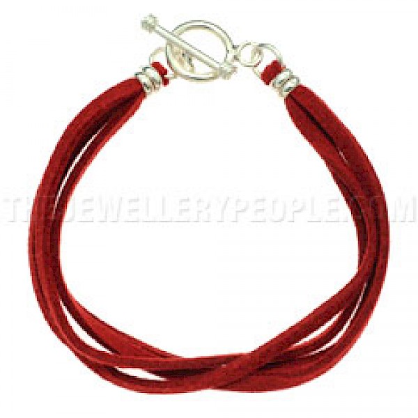 Red Suede Bracelet - Four Strands