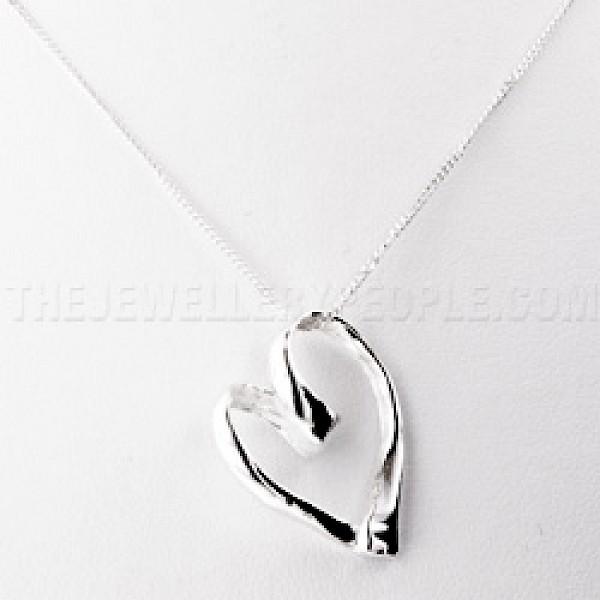 Ribbon Heart Silver Pendant - PT550