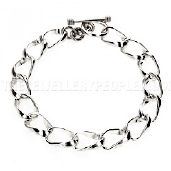 Ribbon Link Silver Bracelet - 8mm Wide