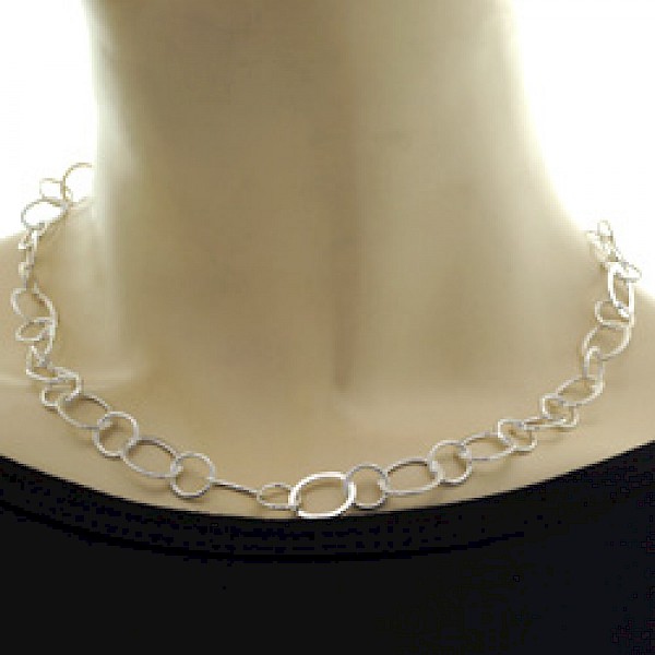 Rings & Ovals Silver Necklace - 18.5" long