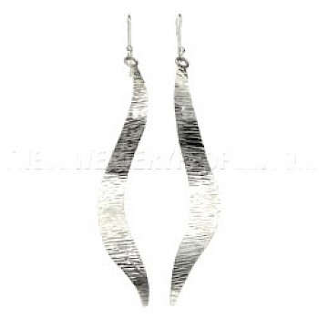 Ripple Wave Silver Earrings - 70mm Long