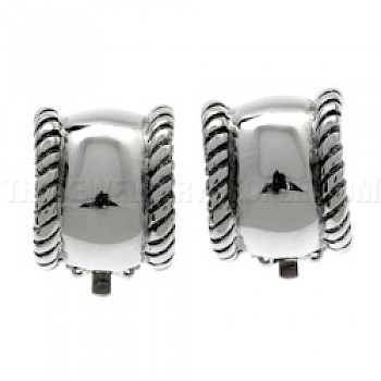 Rope Trim Silver Clip-On Earrings - 15mm