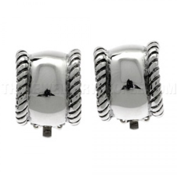 Rope Trim Silver Clip-On Earrings - 15mm - CLP053