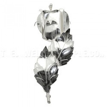 Rose Bud Silver Brooch - 75mm Large
