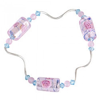 Rose Glass Bead Bracelet