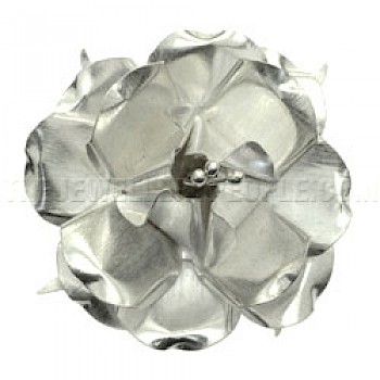 Rose Polished Silver Brooch - 60mm Large