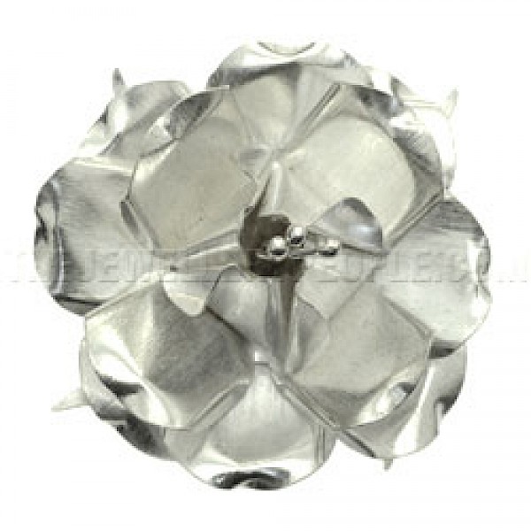 Rose Polished Silver Brooch - 60mm Large