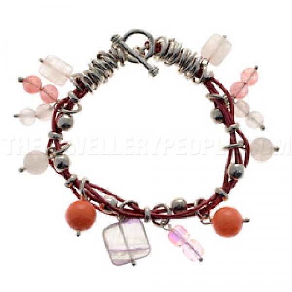 Rose Quartz Beaded Leather Bracelet