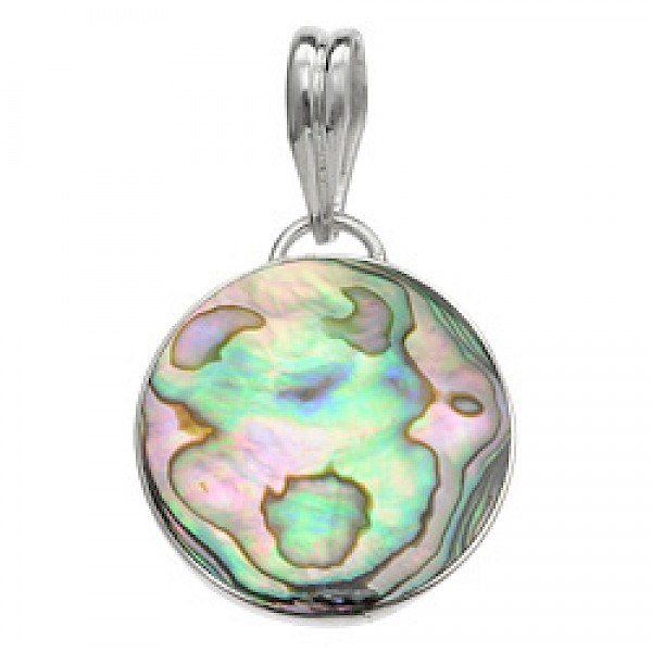 Round Abalone Shell Silver Pendant - SL111