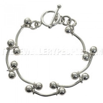 Round Barbell Links Silver Bracelet