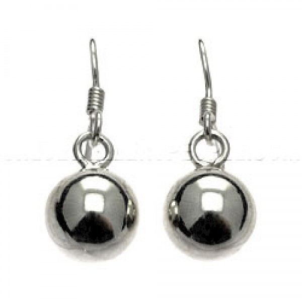 Round Bauble Silver Earrings - 10mm