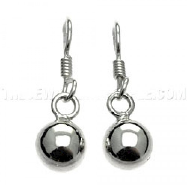 Round Bauble Silver Earrings - 8mm - ES632