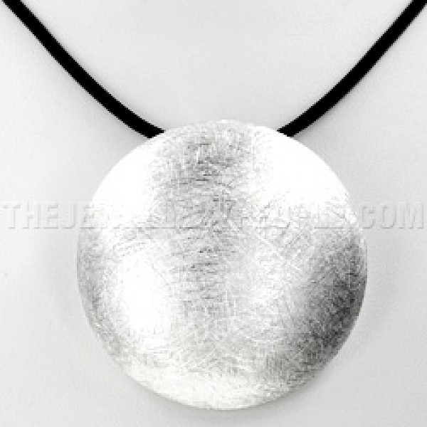 Round Brushed Silver Pendant - 45mm Light - PT036