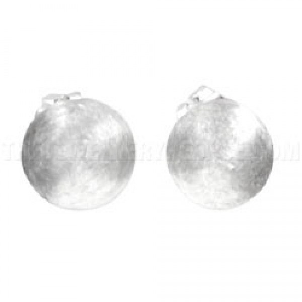 Round Brushed Silver Stud Earrings - 7mm Wide