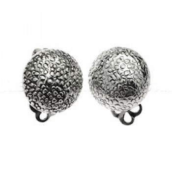 Round Bubble Sliver Clip On Earrings - 14mm - CLP049