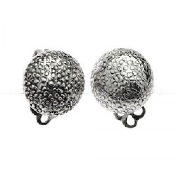 Round Bubble Sliver Clip On Earrings - 14mm - CLP049