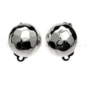 Round Hammered Silver Clip-On Earrings