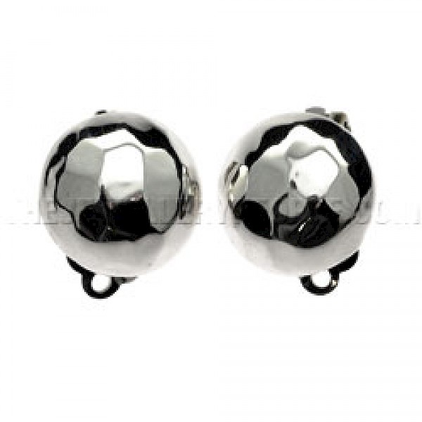 Round Hammered Silver Clip-On Earrings