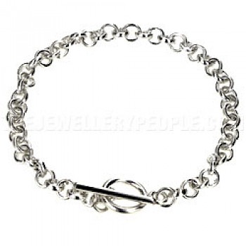 Round Link Silver Bracelet for Charms