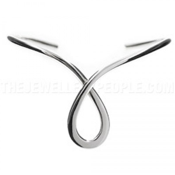 Round Loop Open Silver Bangle - 34mm Deep