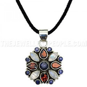 Round Mix Gemstone & Silver Pendant - P312RGAIO