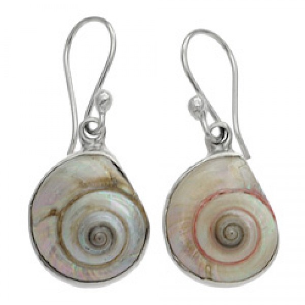 Round Pearlised Shell Silver Earrings
