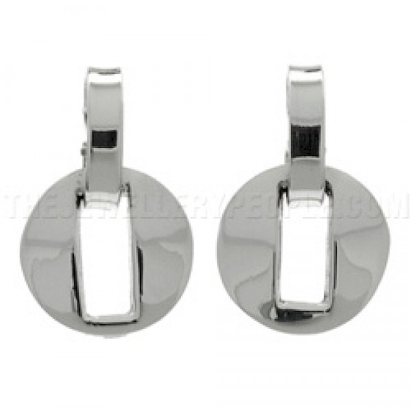 Round Slot Silver Earrings - 16mm Wide